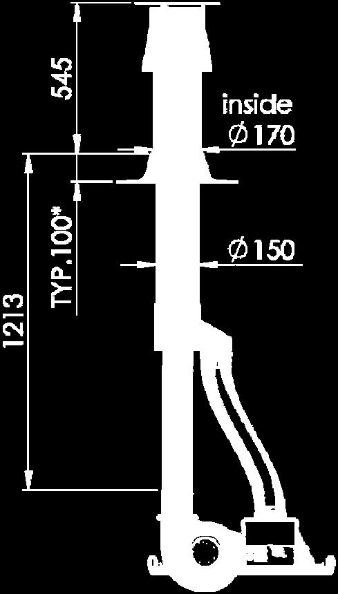 Montage type : (1) Enkelwandige buis 0,5 m (2) Flexible buis op maat te