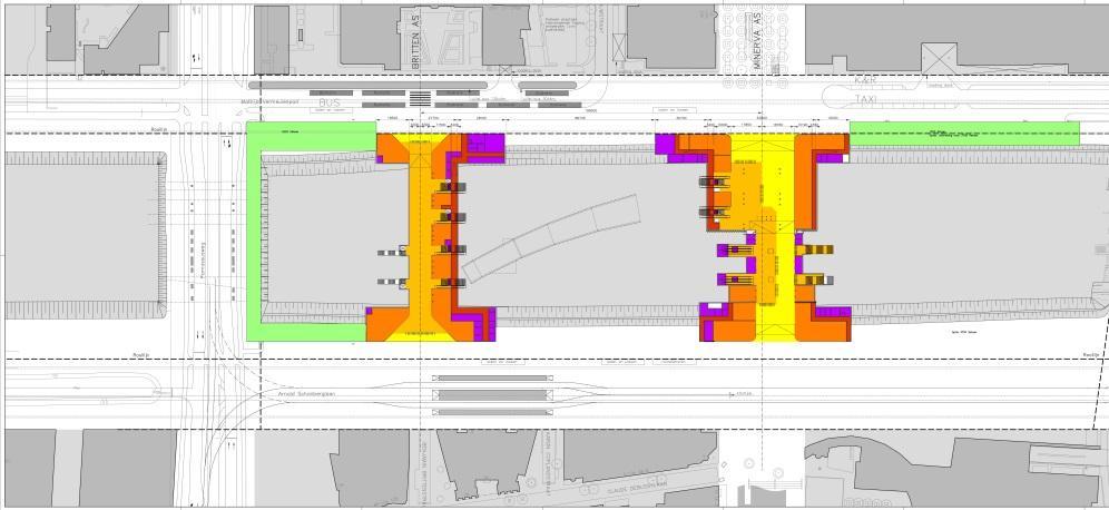 Het busstation aan de noordzijde kan compact en overzichtelijk worden ingericht (vier aankomst- en vier vertrekhaltes). Het bufferen van bussen gebeurt op de Strawinskylaan.