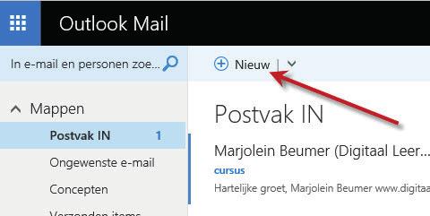 Om een e-mail te maken klik je als eerste op Nieuw. Een nieuw venster wordt geopend. De volgende velden typ je hier in: 1.