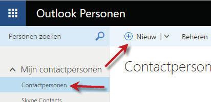 Om je nieuwe contactpersonen toe te voegen of je contacten te beheren klik je in de linker bovenhoek op ; Een venster opent en je klikt op Personen.