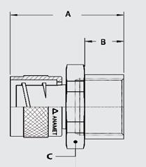 2-DELIGE KOPPELING, FCD/FCE, IP54, MESSING VERNIKKELD ISO rechte koppeling, inwendige draad, messing vernikkeld Draad Doorlaat Afmetingen in mm Standaard Artikel Gewicht M12 x 1,5 12 8,5 26 11 18 - -