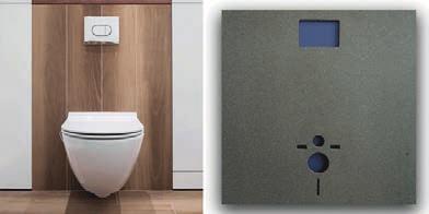 Toilet voorzetwand Specificatie Voordelen Unilin Spaanplaat P5, 18 mm vochtwerend Voor de inbouwsystemen van Geberit, Wisa, Grohe en Plieger Sparing voorzieningen standaard opgenomen Overige