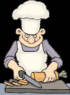 4. De kok Het koksmes Met het koksmes snijdt de kok het vlees en de groenten.