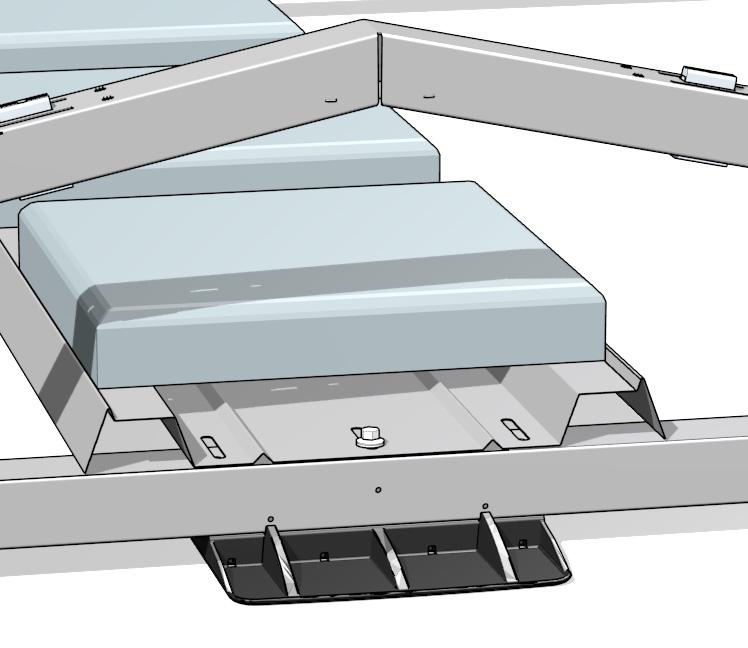 De kleine zwarte vierkantjes zonder cijfer geven de positie aan van lege ballastplaten, bedoeld om de stabiliteit van het systeem te vergroten. 5.