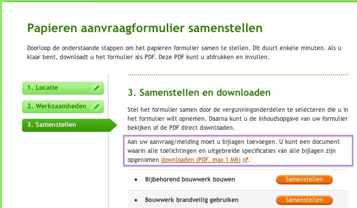 3.2 PDF met alle bijlagen Naast de informatie op de schermen van Omgevingsloket online worden de toelichtingen van alle bijlagen ook aangeboden als PDF.