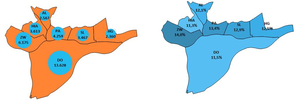 Figuur 1.18a Aantal 75-plussers per gemeente, 2030, absoluut Figuur 1.