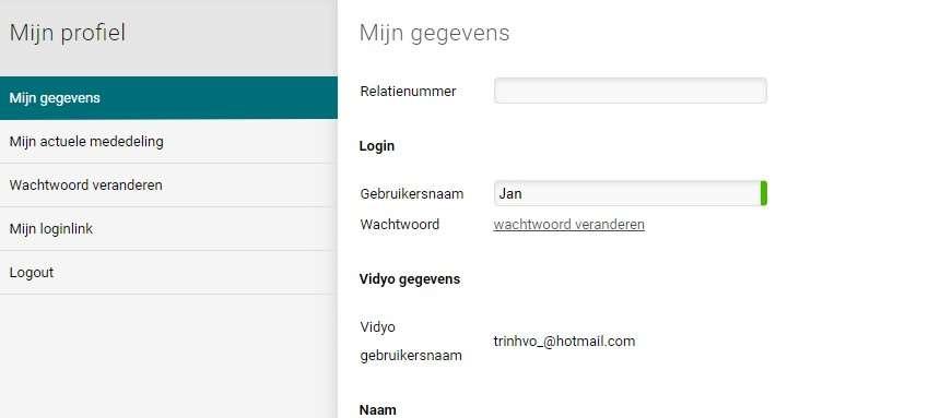 Mijn profiel Via mijn profiel kunt u uw profielgegevens aanvullen