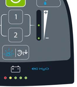 BEDIENING ec-h2o-indicator (optioneel) Het ec-h2o-systeem wordt bij het opstarten met de sleutel automatisch ingeschakeld.