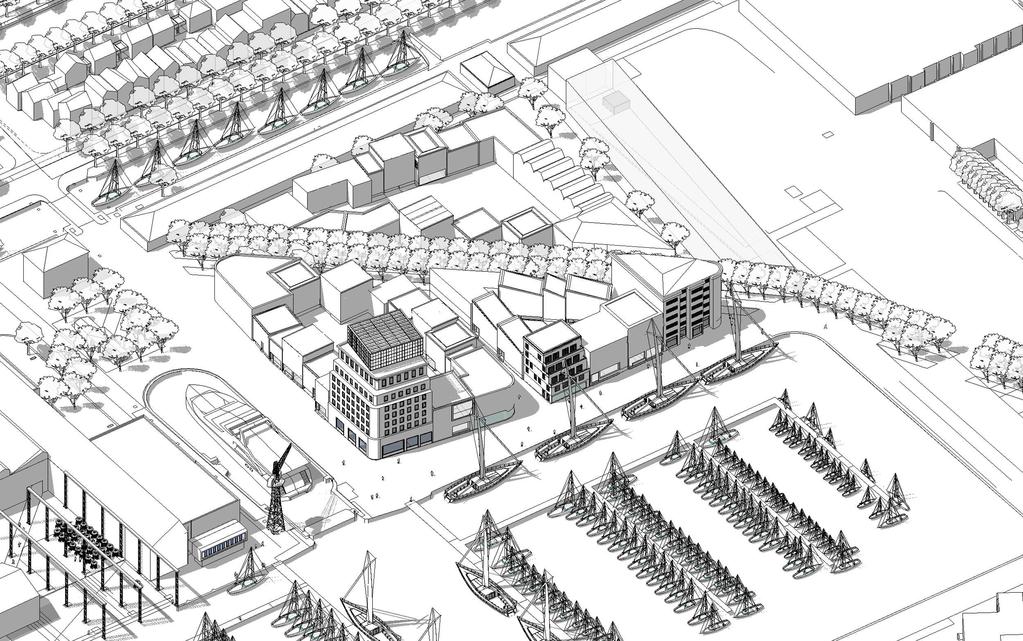 72 Uitwerkingsplan impressie Willemsoord Noord Deze locatie wordt onderdeel van de stad, doordat het terrein bebouwd wordt met woningen en een aantal voorzieningen.