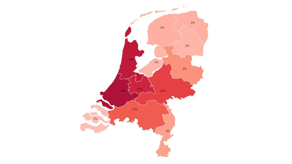 Toeristische bezoekers Herkomst Nederlandse toeristische bezoekers De provincies waar de meeste Nederlandse toeristische bezoekers aan Utrecht vandaan komen zijn: