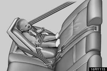 AFBEELDING 2 AANWIJZING: Als u op de achterbank een LEXUS DUO + kinderzitje plaatst, waarin het kind met het gezicht in de rijrichting vervoerd wordt, zet dan de voorstoel