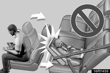 Gebruik geen baby - of kinderzitje waarbij het kind achteruit kijkt op de voorstoel.