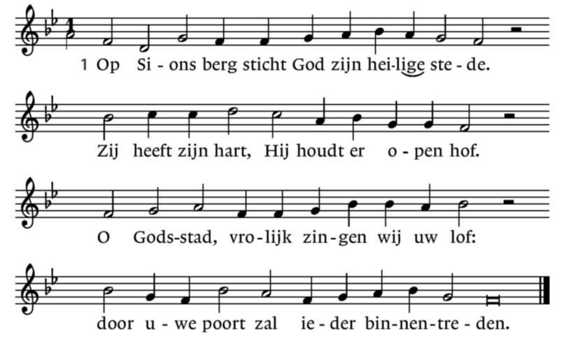 Schriftlezing uit het eerste testament: Jesaja 51: 9-11 Zingen: Op Sionsberg sticht God zijn heilige stede Lied (Psalm) 87: 1 en 2 (cantorij); 3 en 4 (allen) 2. Rahab en Babel zullen u behoren.
