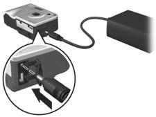 4. De batterij opladen U kunt een batterij opladen in de camera (zoals dat hier wordt beschreven), in de extra batterijsleuf van het camerabasisstation of in de HP Photosmart-snellader (zie