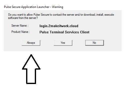 3.6. Applicatie openen Vink hier het vakje aan en kies voor Pulse Secure Application Launcher openen.