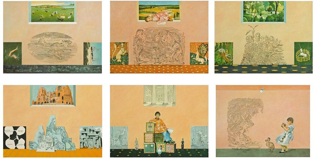 Alice (high, low and in between) 2009-2011 is een serie van twaalf schilderijen waarop telkens een tekening van John Tenniel centraal wordt gesteld, die omringd wordt door een aantal favoriete