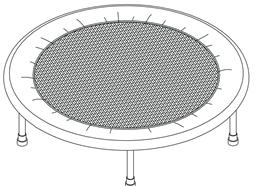 WAARSCHUWING: Het veiligheidskussen (6) moet veilig en correct aan het frame zijn aangesloten voordat je de trampoline gebruikt. Het moet correct geplaatst zijn zoals afgebeeld in afbeelding 5.