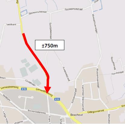 Route via Mussenhoevelaan - vooral wijkgebonden verkeer (ca.