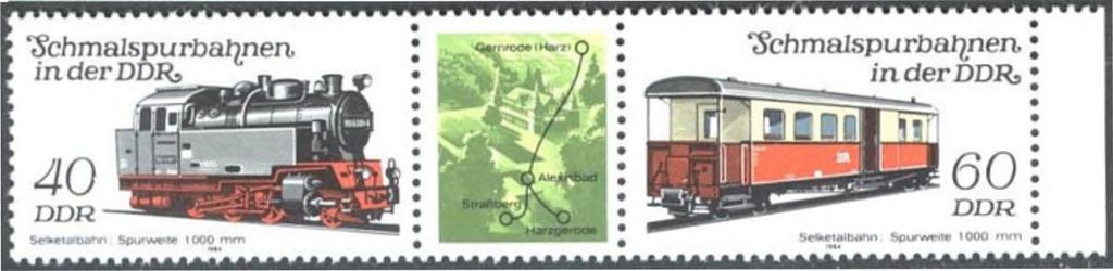 2865-2866 Selketalbahn, Gernrode- Harzgerode/Hasselfelde zijn delen van de lijn opgebroken geweest en is op last van de Russische autoriteiten de spoorlijn naar de top van de Brocken lange tijd
