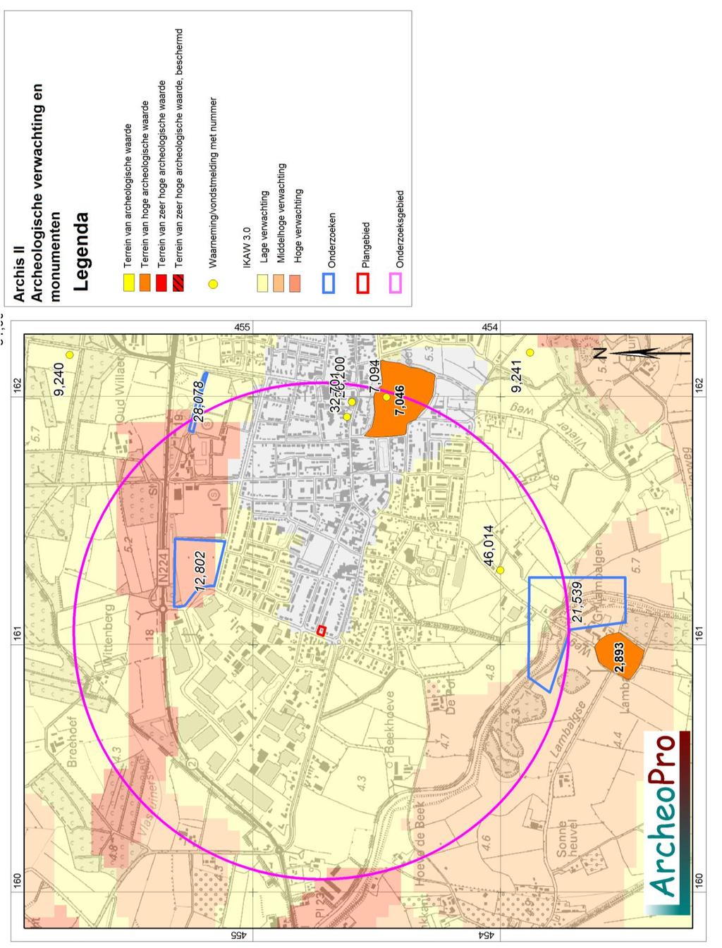 Archeologische onderzoek Industrielaan, Scherpenzeel ArcheoPro Rapport, 1059, Pagina 15 Figuur 8: Kaart met Archis-gegevens