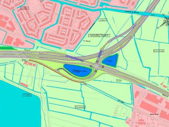 verdwijnt, evenals de meeste woningen aan de Rijksstraatweg ter hoogte van Maaldrift. Door het grote ruimtebeslag van de knoop wordt de barrièrewerking van de A44 versterkt.
