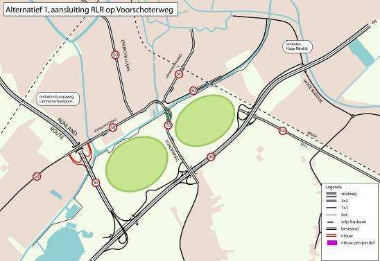 Oostvlietpolder Variant Aansluiting Voorschoterweg Voor- en nadelen Voorschoterweg aansluiting Deze variant is niet uitvoerbaar, daarom is een opsomming van voor- en nadelen niet relevant. 9.3.