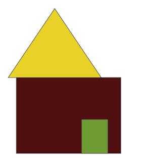 het dak vulkleur: #ead228 g:veelhoek: maak hiermee een driehoek volgens het voorbeeld hiernaast;