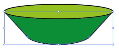 een gesloten pad maken van de onderste helft van dit figuur, nu nog een open pad, maak je een gesloten pad selecteer de onderste helft met g:<v> en <shift> m:object;pad;verbinden of toetsencombinatie