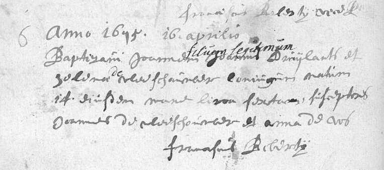 Na zijn overlijden hertrouwde Joanna (Jette 15 november 1698), met Gielys Herbosch. Van wie: ex 1 1. Jan, volgt VII. 2. Merten ~ Laken 27 november 1678 50. ex 2 3.