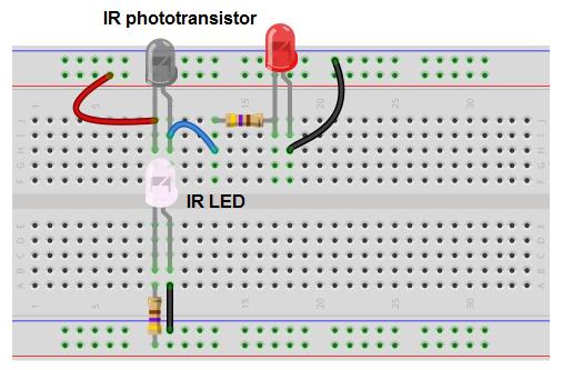 13 IR Phototransistor Detector Circuit The infrared (IR) detector circuit we will build with