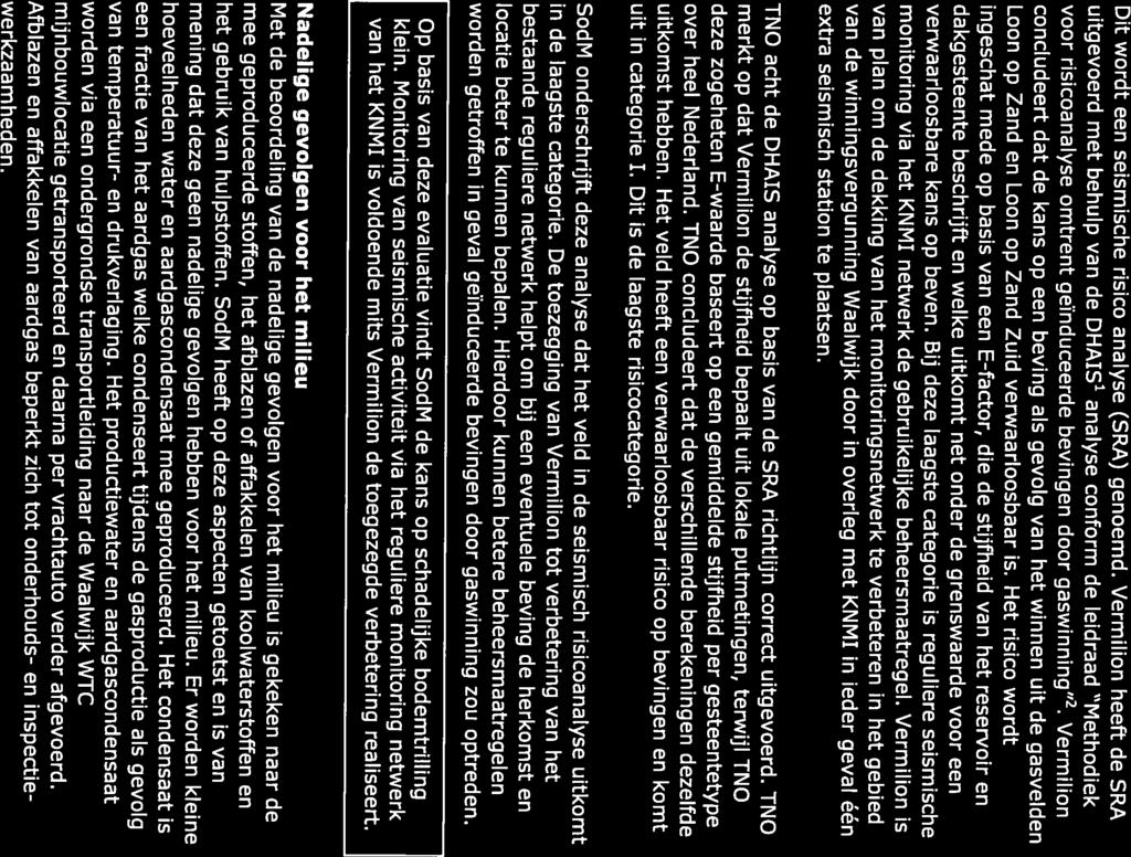 Dit wordt een seismische risico analyse (SRA) genoemd. Vermilion heeft de SRA Loon op Zand en Loon op Zand Zuid verwaarloosbaar is.