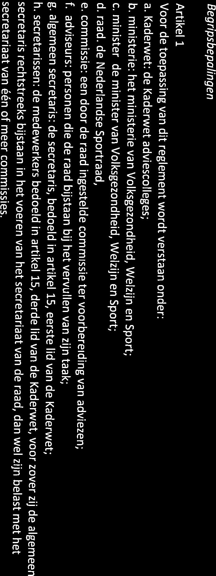 artikel 21 van de Kaderwet adviescolleges, Begr(psbepalin gen Hoofdstuk 1 tot vaststelling van het Reglement van orde van de Nederlandse Sportraad 2018.