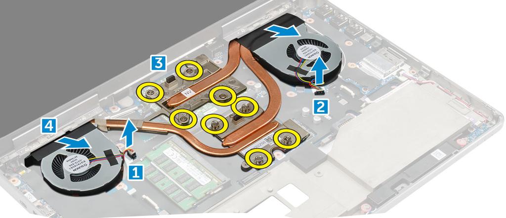 Warmteafleider De warmteafleider verwijderen 1 Volg de procedure in Voordat u in de computer gaat werken.