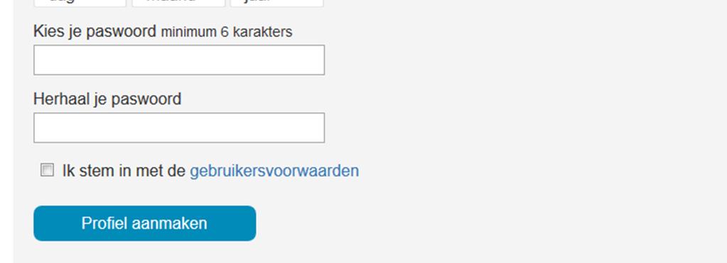 3 > Maak een nieuw profiel aan door alle gevraagde velden in te vullen. Klik op Profiel aanmaken.