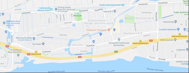 Aanrijroute Aanrijden vanuit richting Rotterdam: A15, afrit 25, Peulenlaan, Rijnstraat Aanrijden vanuit