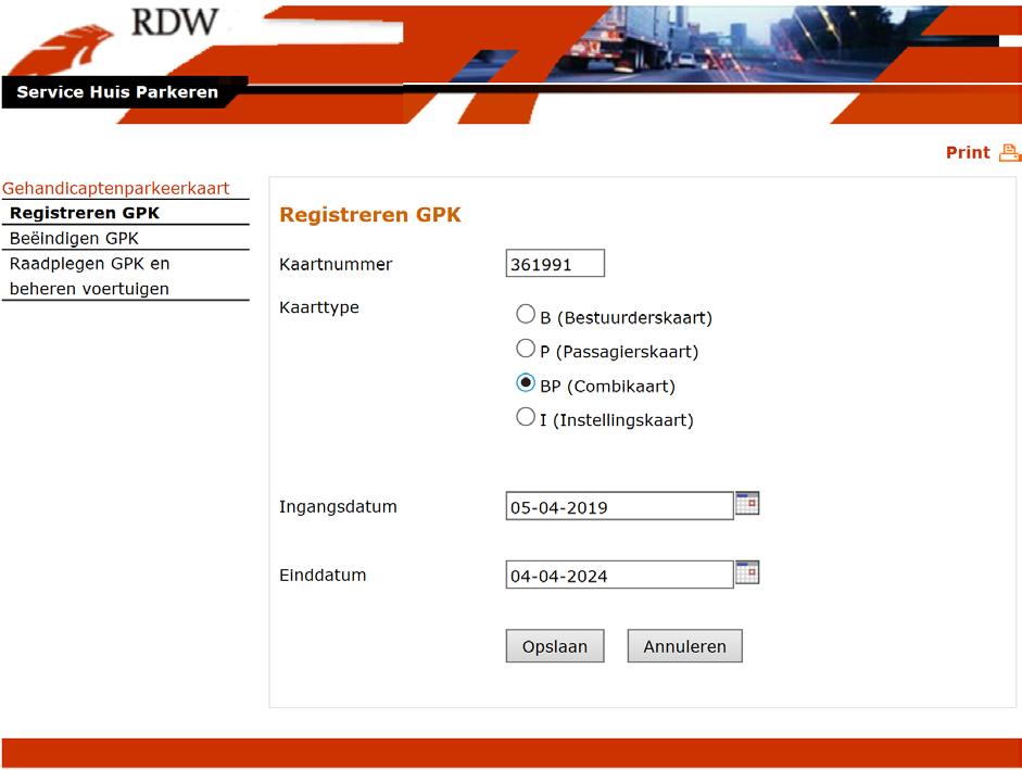 Het veld Ingangsdatum is standaard gevuld met de datum van vandaag. U kunt deze wijzigen door op de kalender te klikken.