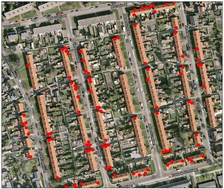 Ca. 100 huismusnesten in 3-4 straten Schilderskwartier (Mulder, 2012).
