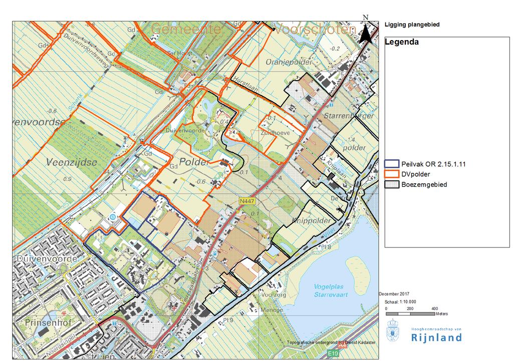 2. Gebiedskenmerkenplangebied 2.1 Ligging van het gebied De Duivenvoordse- en Veenzijdsepolder ligt tussen de kernen van Voorschoten, Leidschendam en Wassenaar en heeft een oppervlakte van ca 55 ha.