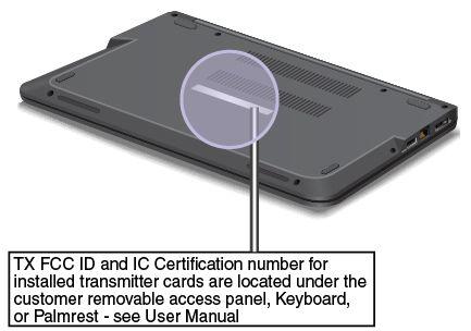 Voor sommige modellen biedt Lenovo u informatie over de locatie van het label met het FCC-ID en het label met het IC-certificeringsnummer aan de achterkant van de computer.