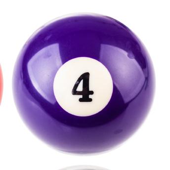 De volheid (gedeelte overlap) waarmee de cue ball deze object ball raakt bepaalt de hoek waaronder de object ball