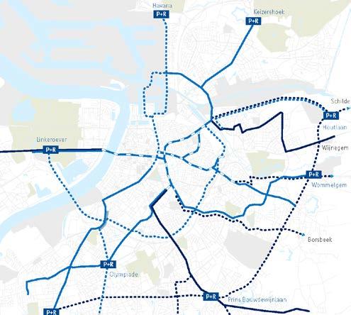 Op Figuur 39 valt op dat de bestaande tramlijnen vooral radiale lijnen zijn, die samenkomen in het stadscentrum (Centraal-station en