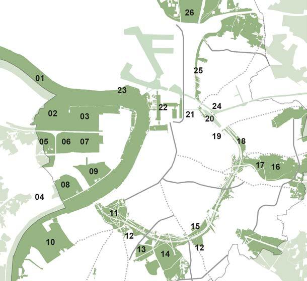 93 3.7.3. Structuurbepalende groengebieden en oppervlaktewater Figuur 52: Overzicht van de structuurbepalende groengebieden en waterelementen (bron: kaart gebaseerd op kaart p.