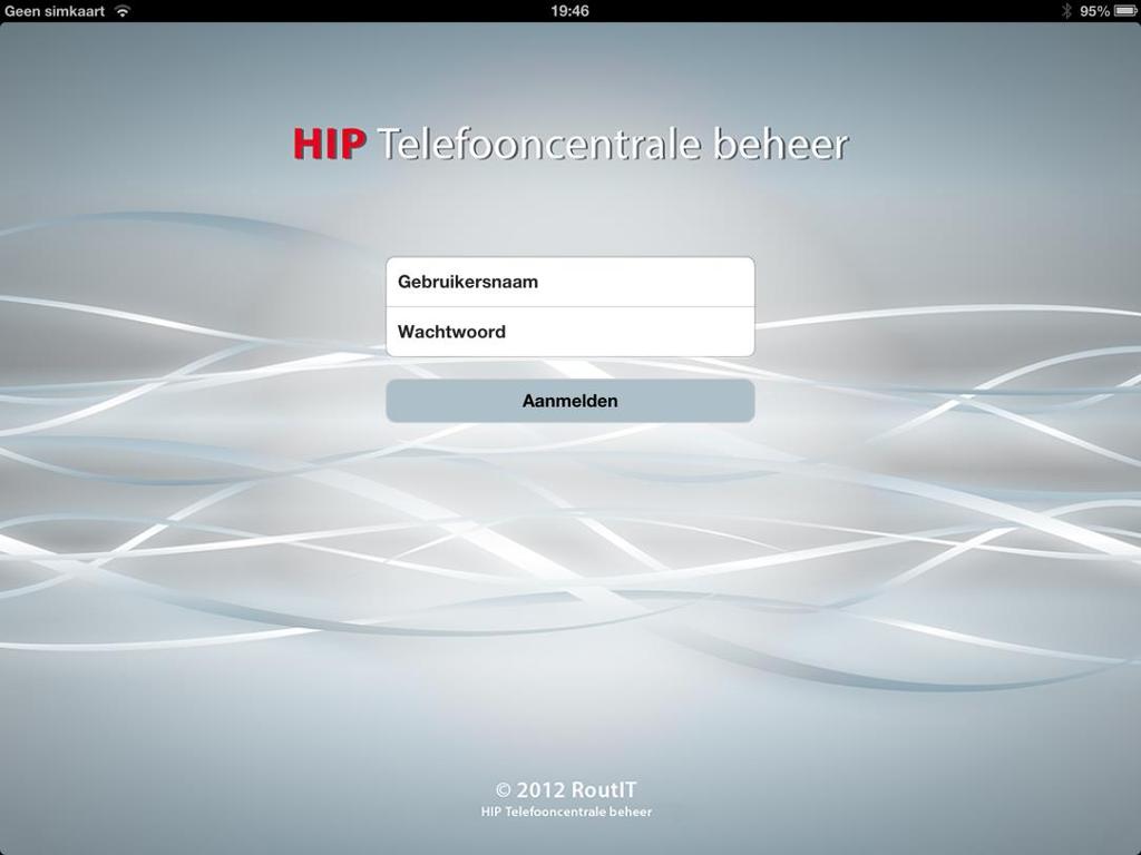 3 Inloggen Als de App wordt opgestart wordt u gevraagd om in te loggen. HIP Beheer maakt gebruik van een HIP Group admin account. Deze kunt u aanmaken op de HIP Group 1 in de Broadsoft omgeving. 3.