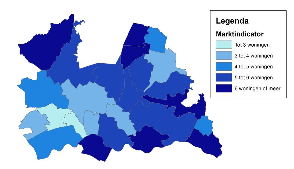 Gemiddeld kan een potentiële koper in de provincie kiezen uit ongeveer 4 woningen.