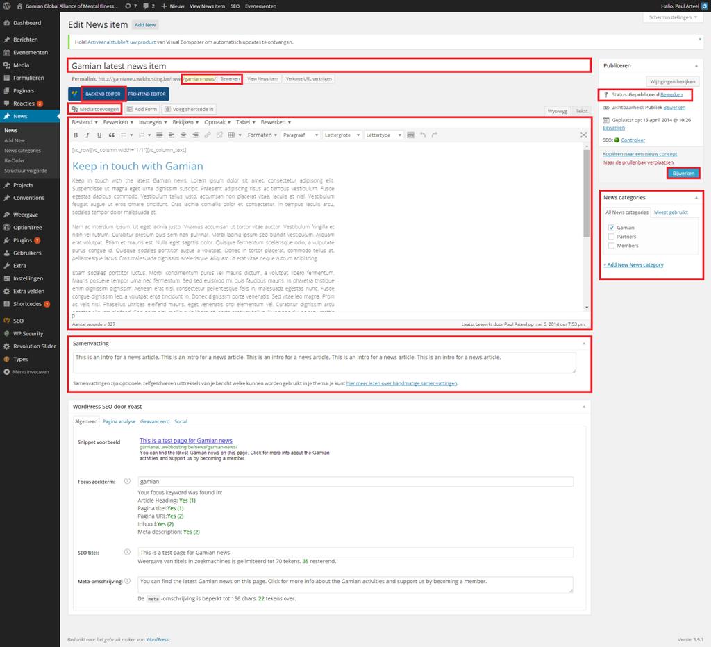 Via de backend editor krijg je toegang tot de Visual Composer die je toelaat om gemakkelijk de pagina op te maken.