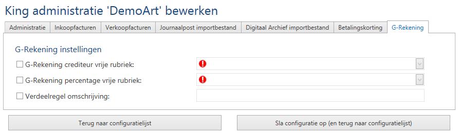 P a g i n a 73 Er verschijnt een extra tabblad G-Rekening in de configuratie.