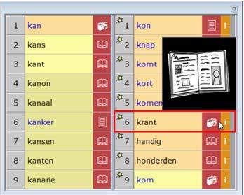 7 Naast de woorden zie je in het woordvoorspellingsvenster verschillende pictogrammen (zie hieronder).