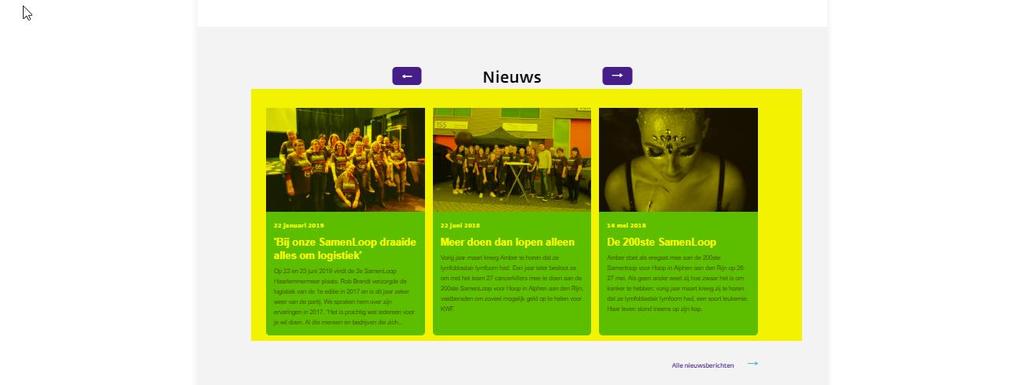 Nieuws Hier kunnen naar wens lokale nieuwsberichten worden geplaatst. Wanneer er (nog) geen nieuws is, worden de 3 nieuwsberichten van de homepage hier automatisch geplaatst. Let op: het is of/of.