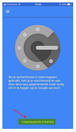 Download de google authenticator app via de App Store: