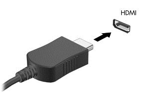 Videoapparaten aansluiten met een HDMI-kabel (alleen bepaalde producten) OPMERKING: Als u een HDMI-apparaat op de computer wilt aansluiten, hebt u een HDMI-kabel nodig die u apart moet aanschaffen.